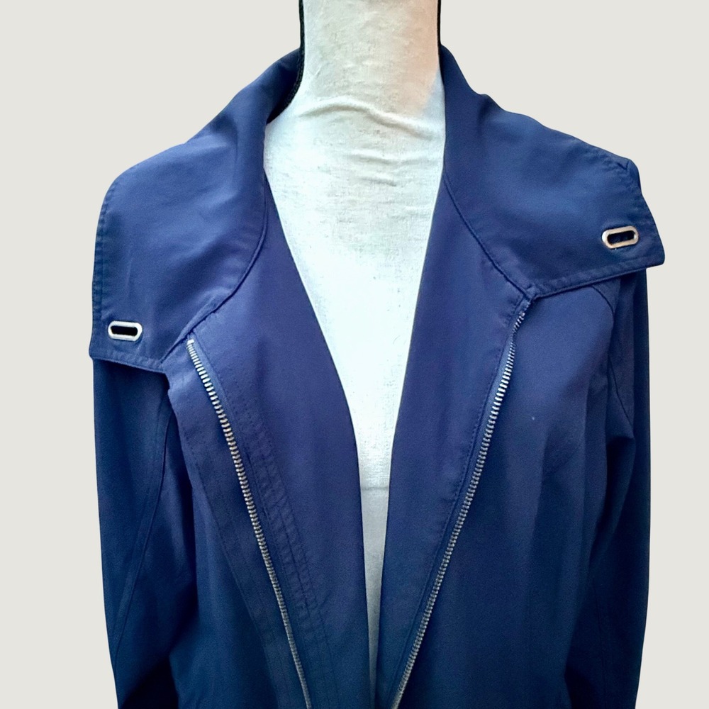 Zenergy by Chico's Navy Blue Utility Jacket Zip Front Drawstring Waist Sz 3 (XL) - Picture 2 of 9